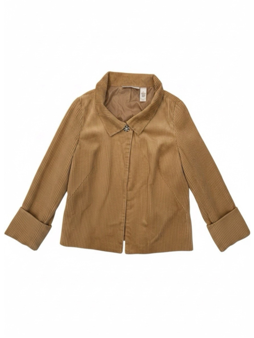 Vintage Liz Claiborne Corduroy Jacket Womens Medium Tan Brown Ribbed Button Coat